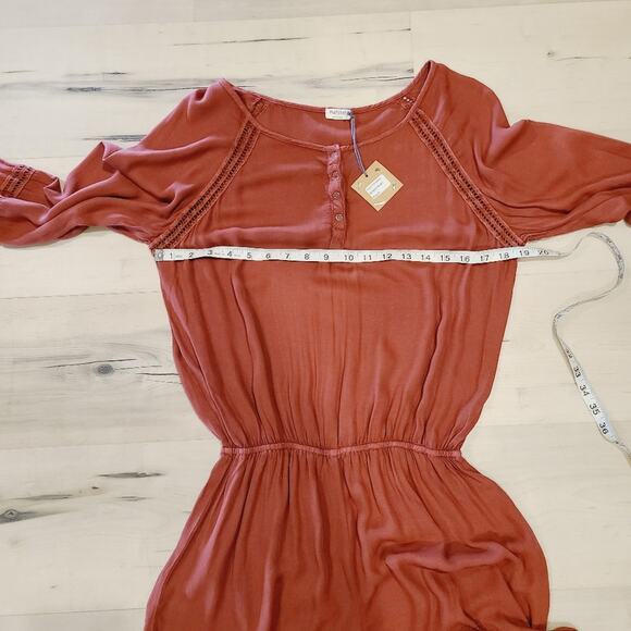 Hello Nite Long Sleeve Romper In Burnt Rust - Picture 5 of 6